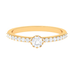 3/4 CT Lotus Basket Set Solitaire Cubic Zirconia Engagement Ring