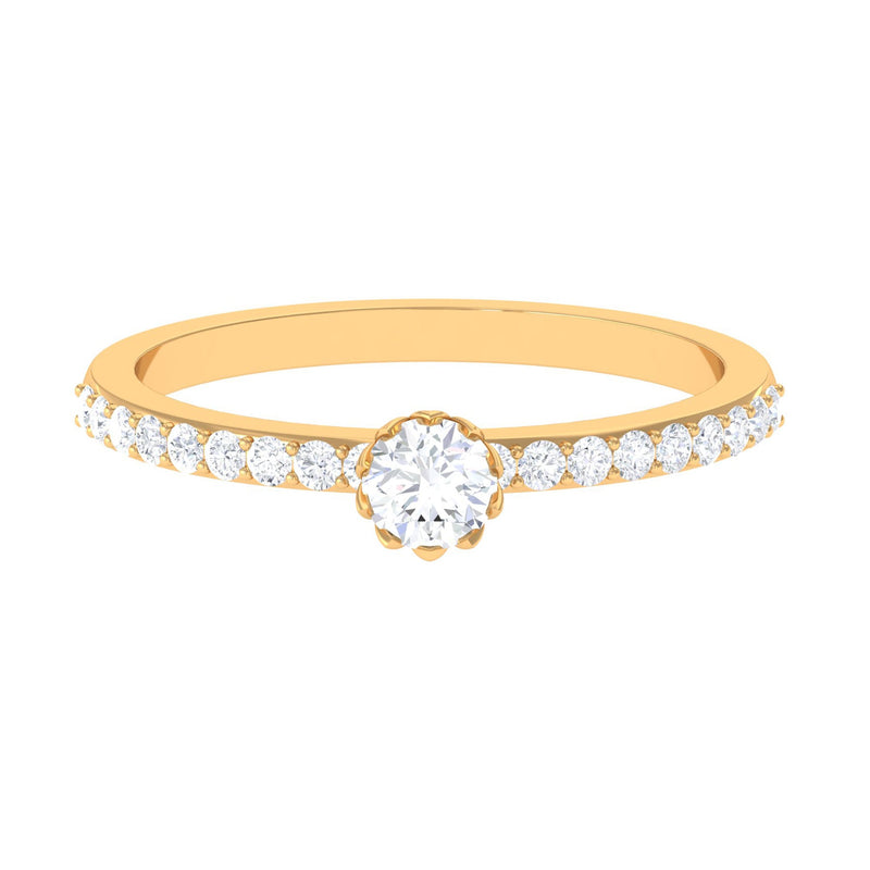 3/4 CT Lotus Basket Set Solitaire Cubic Zirconia Engagement Ring