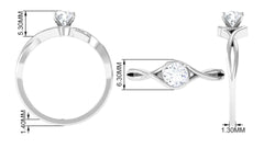 1/2 CT Round Solitaire Zircon Crossover Engagement Ring