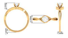 1/2 CT Round Solitaire Zircon Crossover Engagement Ring