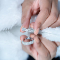 Marquise and Round Zircon Half Eternity Band Ring