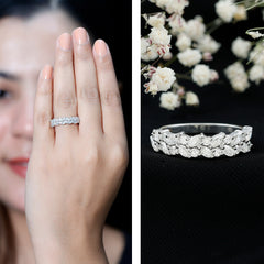 Marquise and Round Zircon Half Eternity Band Ring