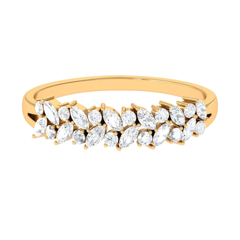Marquise and Round Zircon Half Eternity Band Ring