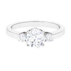 1.50 CT Round Zircon Three Stone Engagement Ring in Gold