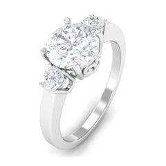 1.50 CT Round Zircon Three Stone Engagement Ring in Gold
