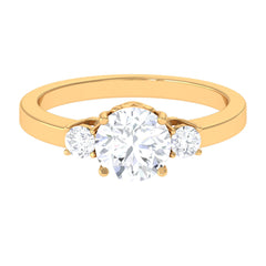 1.50 CT Round Zircon Three Stone Engagement Ring in Gold