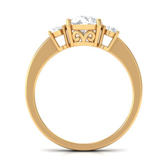1.50 CT Round Zircon Three Stone Engagement Ring in Gold
