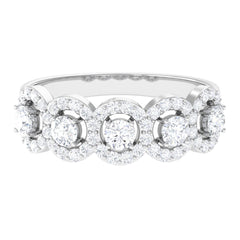 Classic Cubic Zirconia Halo Wedding Band Ring