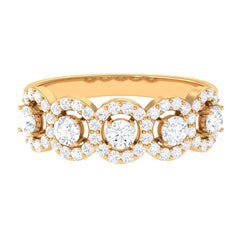 Classic Cubic Zirconia Halo Wedding Band Ring