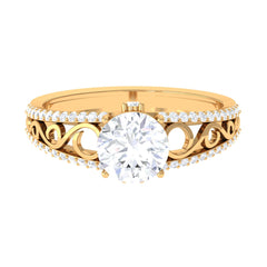 Solitaire Zircon Designer Engagement Ring in Gold