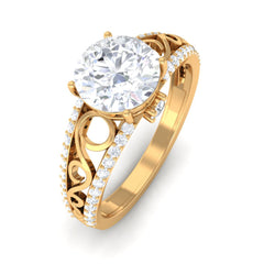Solitaire Zircon Designer Engagement Ring in Gold
