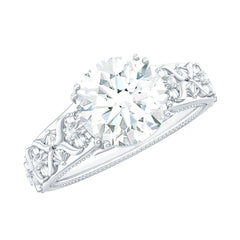2.25 CT Double Prong Set Zircon Gold Flower Engagement Ring