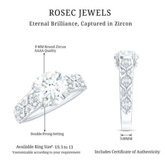 2.25 CT Double Prong Set Zircon Gold Flower Engagement Ring