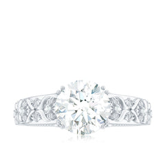 2.25 CT Double Prong Set Zircon Gold Flower Engagement Ring