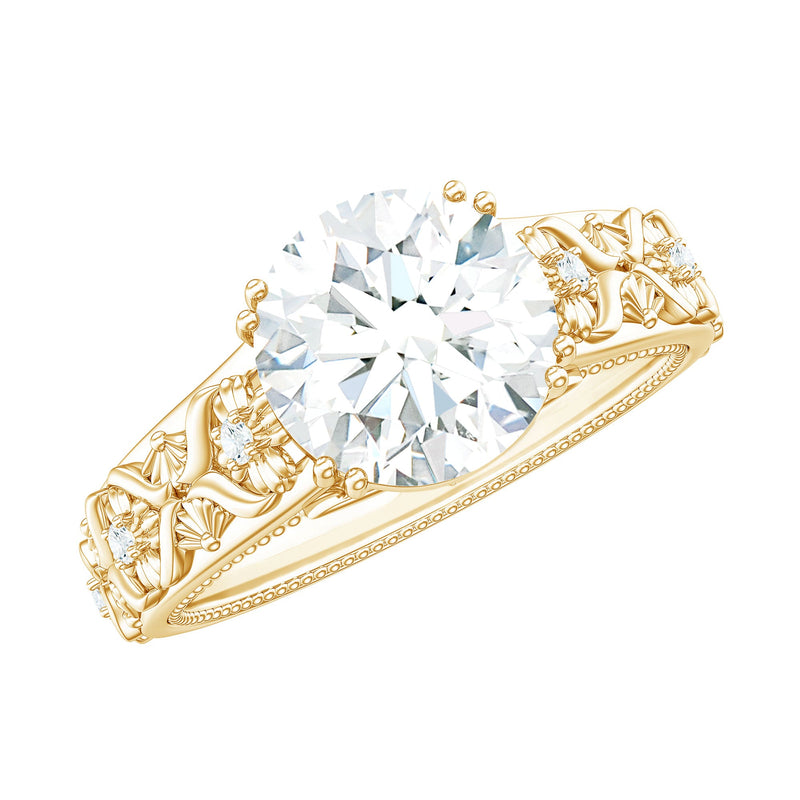 2.25 CT Double Prong Set Zircon Gold Flower Engagement Ring