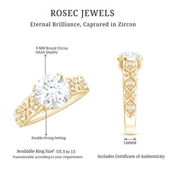 2.25 CT Double Prong Set Zircon Gold Flower Engagement Ring