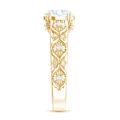 2.25 CT Double Prong Set Zircon Gold Flower Engagement Ring