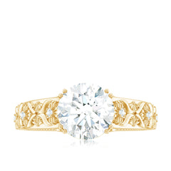 2.25 CT Double Prong Set Zircon Gold Flower Engagement Ring