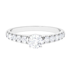 1 CT Round Cubic Zirconia Side Stone Engagement Ring