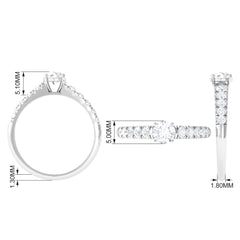 1 CT Round Cubic Zirconia Side Stone Engagement Ring