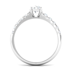 1 CT Round Cubic Zirconia Side Stone Engagement Ring