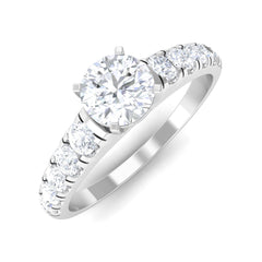 1 CT Round Cubic Zirconia Side Stone Engagement Ring