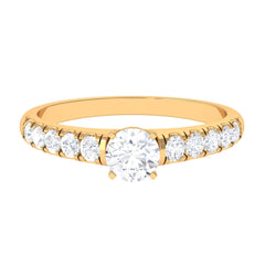 1 CT Round Cubic Zirconia Side Stone Engagement Ring