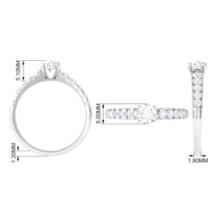 1 CT Round Cubic Zirconia Side Stone Engagement Ring
