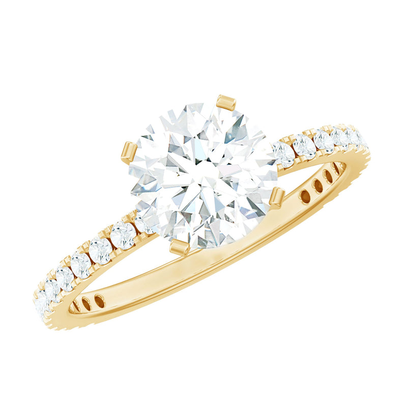 2.75 CT Zircon Solitaire Engagement Ring with Side Stones