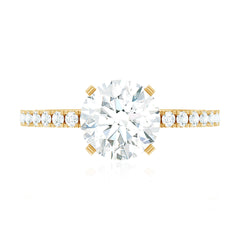 2.75 CT Zircon Solitaire Engagement Ring with Side Stones