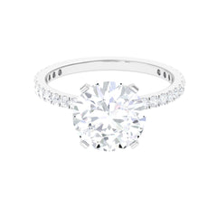 4.75 CT Zircon Solitaire Engagement Ring with Side Stones
