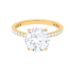 4.75 CT Zircon Solitaire Engagement Ring with Side Stones