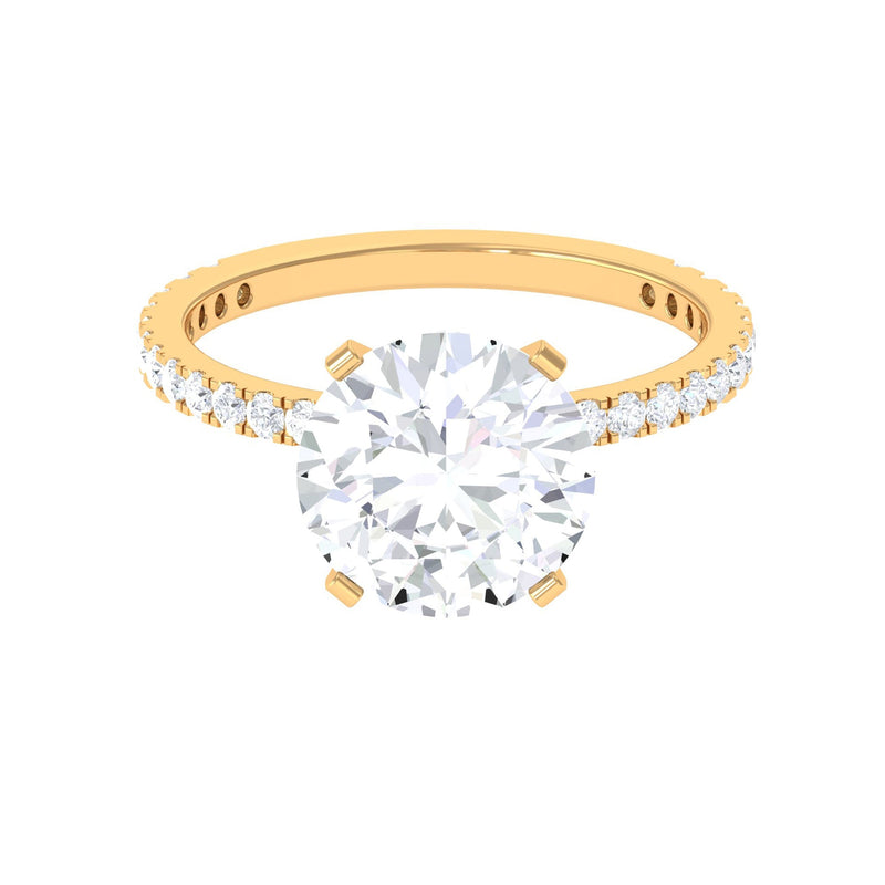 4.75 CT Zircon Solitaire Engagement Ring with Side Stones