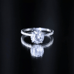 Round Zircon Solitaire Engagement Ring
