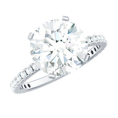 Round Zircon Solitaire Engagement Ring