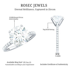 Round Zircon Solitaire Engagement Ring