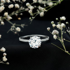 Round Zircon Solitaire Engagement Ring
