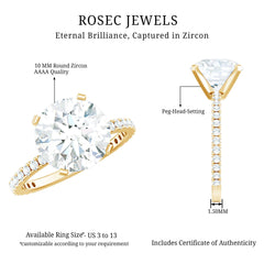 Round Zircon Solitaire Engagement Ring