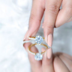 Round Zircon Solitaire Engagement Ring