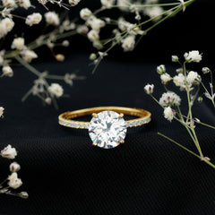 Round Zircon Solitaire Engagement Ring