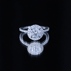 Certified Cubic Zirconia Classic Floating Halo Engagement Ring
