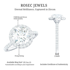 Certified Cubic Zirconia Classic Floating Halo Engagement Ring