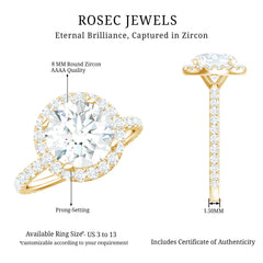 Certified Cubic Zirconia Classic Floating Halo Engagement Ring