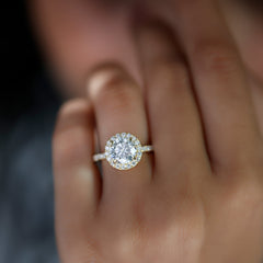 Certified Cubic Zirconia Classic Floating Halo Engagement Ring