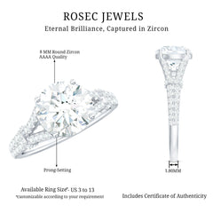 3 CT Simulated Diamond Solitaire Engagement Ring with Split Shank