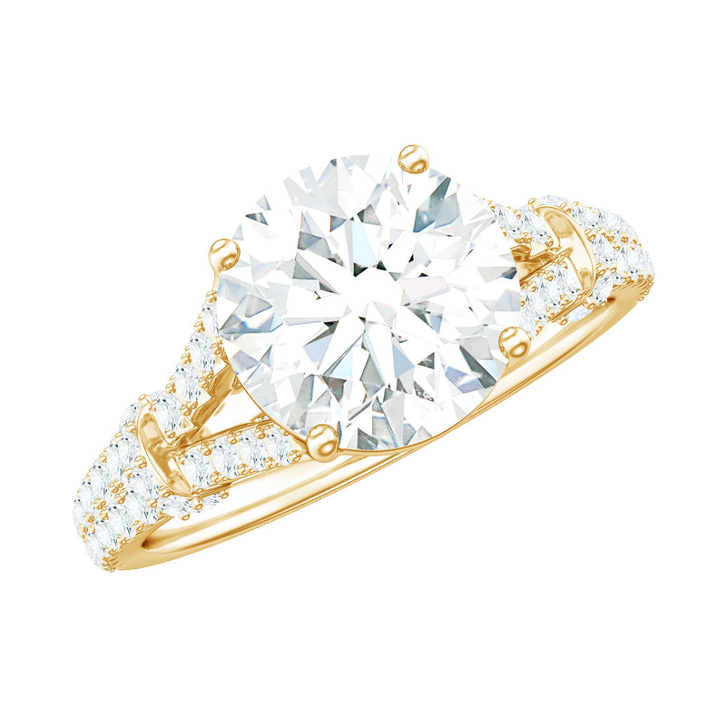3 CT Simulated Diamond Solitaire Engagement Ring with Split Shank