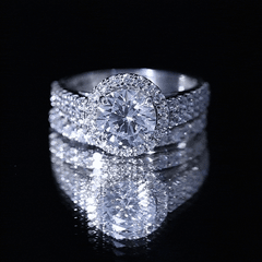 Cubic Zirconia Bridal Ring Set with Stackable Band