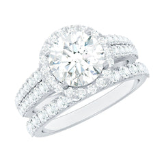Cubic Zirconia Bridal Ring Set with Stackable Band