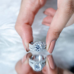 Cubic Zirconia Bridal Ring Set with Stackable Band