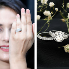 Cubic Zirconia Bridal Ring Set with Stackable Band